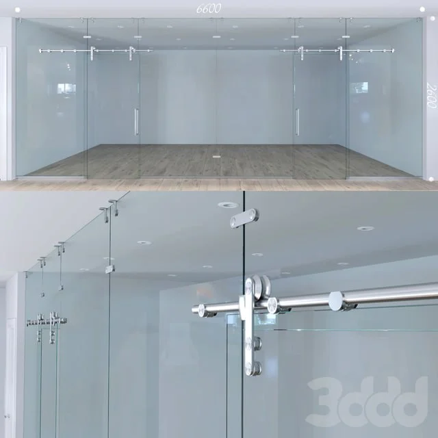 Glass partition with sliding doors - 1
